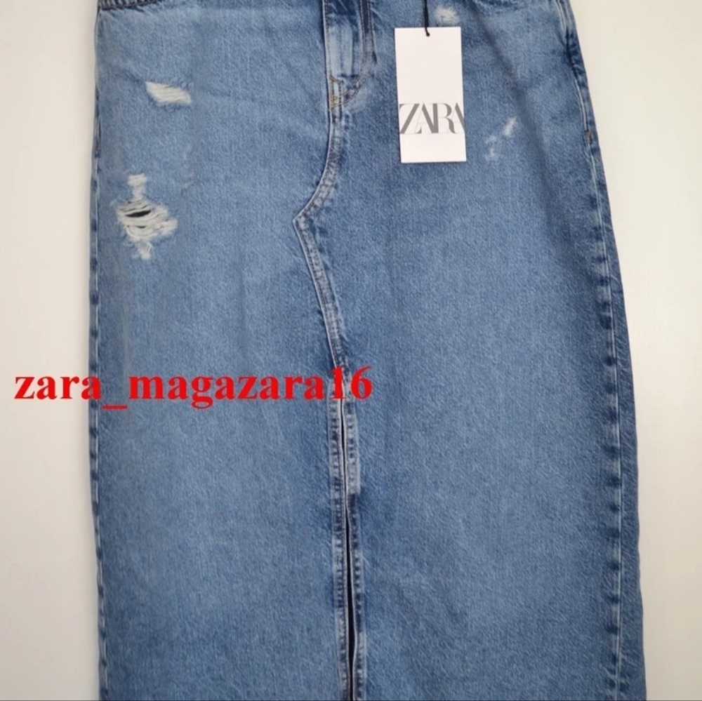 ZARA WOMAN NEW BLUE DENIM TRF MIDI SKIRT SIZE M REF. 6164/034 - Picture 7 of 10